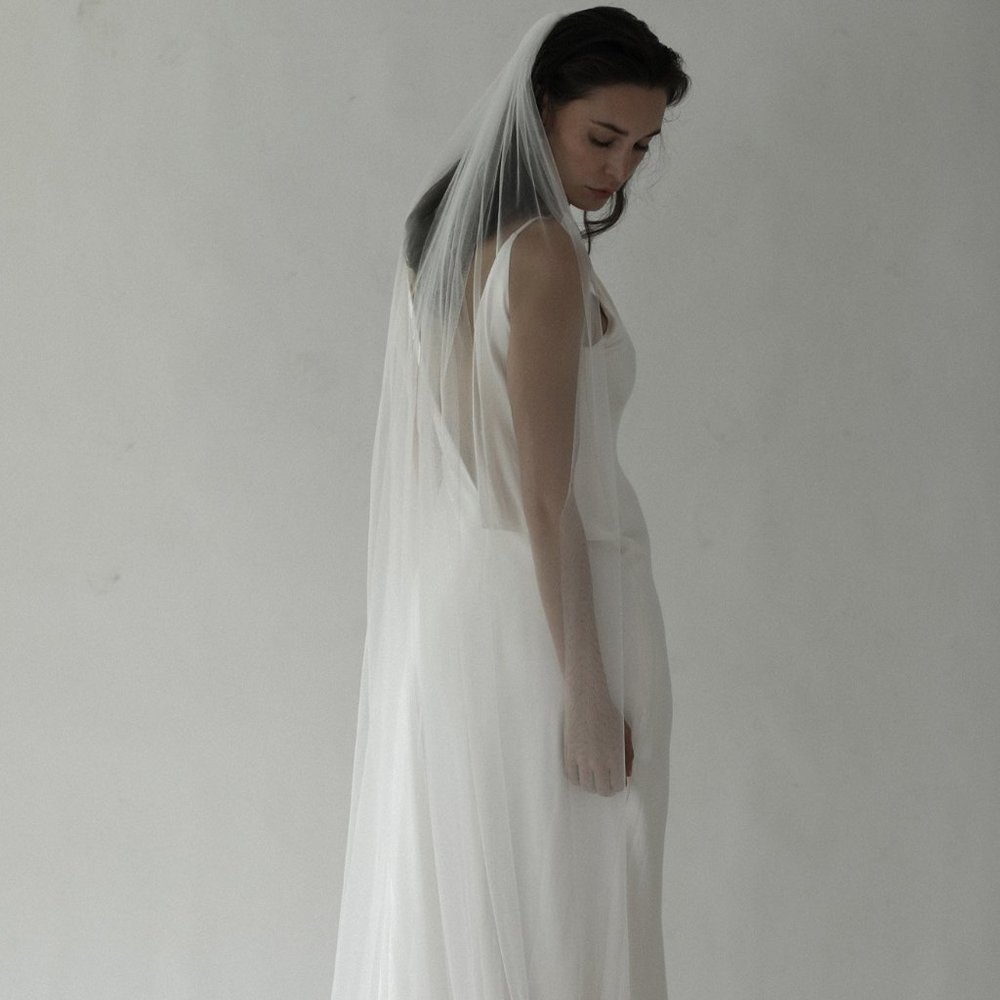 A.B. Ellie Raw Edge Veil Drop Length
